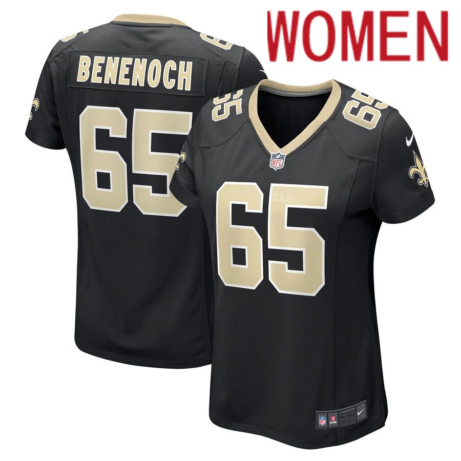 Cheap Women New Orleans Saints 65 Caleb Benenoch Nike Black Game Player NFL Jersey